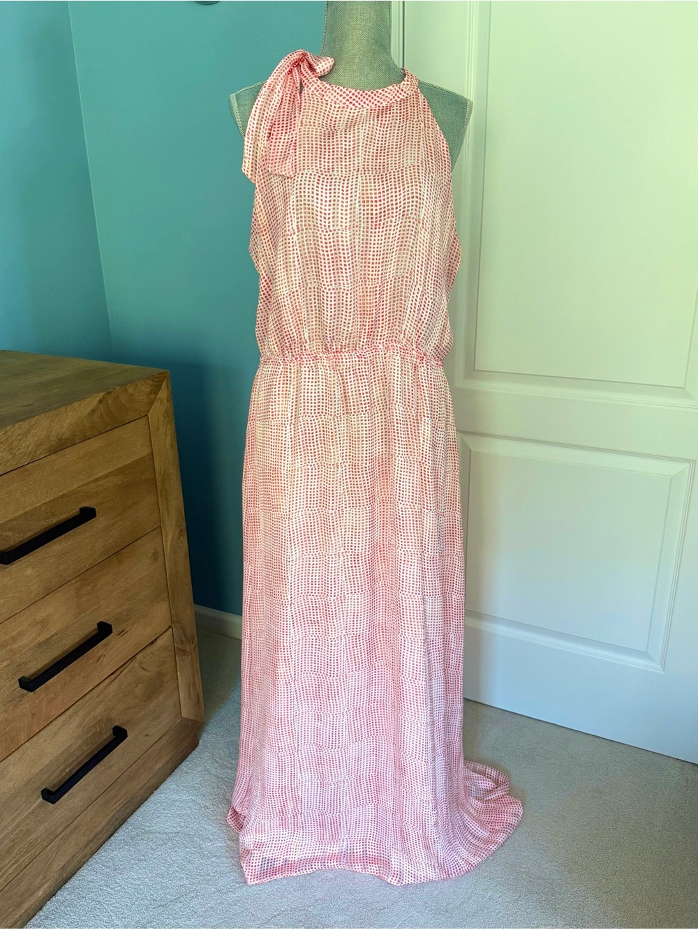 Banana Republic Coral Print Halter Maxi Dress, sz L